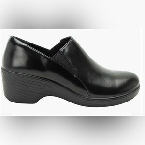 Alegria EMM-011 Black Leather Platform Clogs Slip On Comfort Work Shoes 39 8.5-9